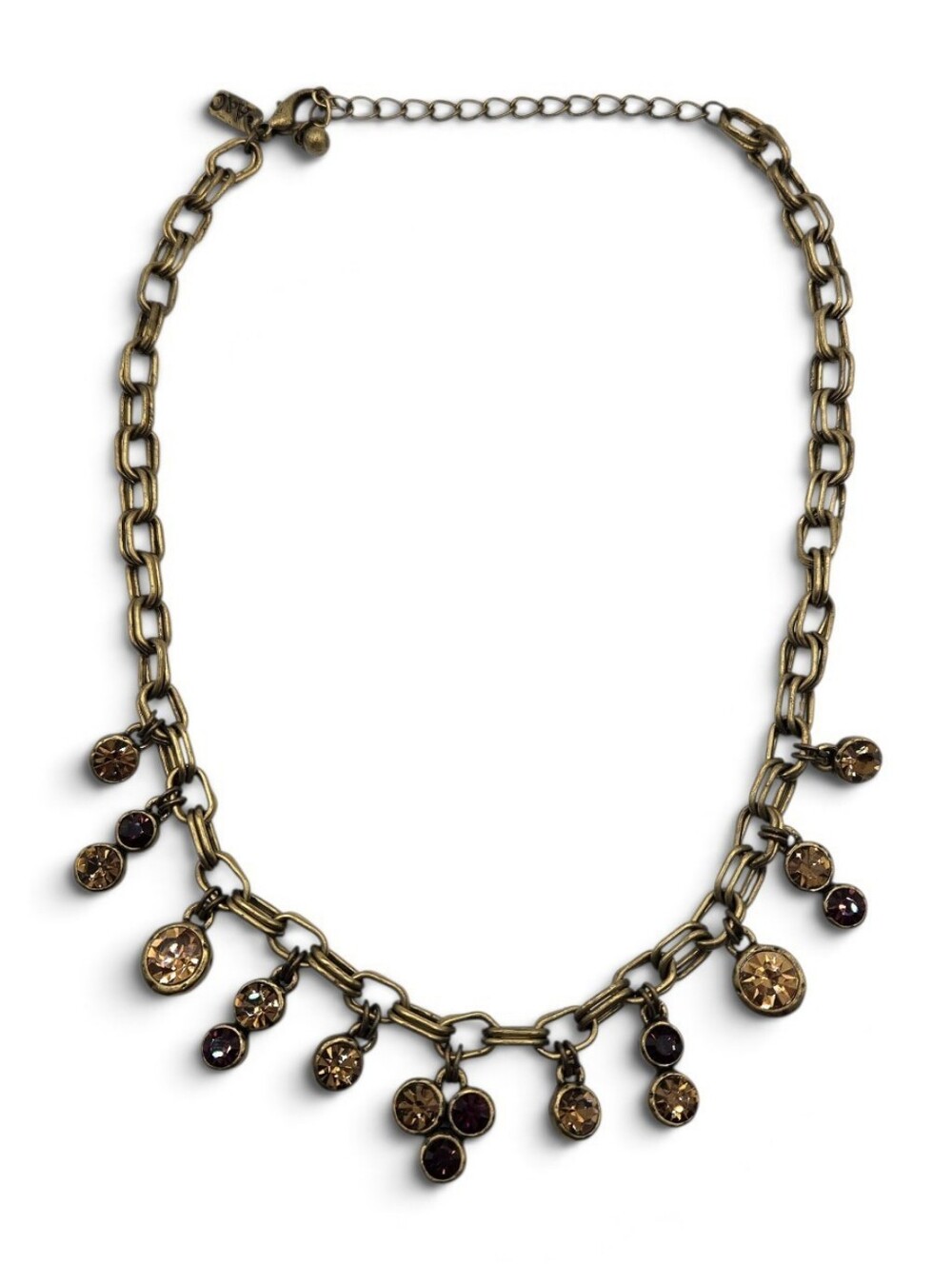 Vintage A&C Arts & Crafts Rhinestone Charm Necklace